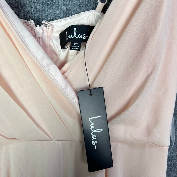 NEW Lulus Size M All About Love Blush Pink Maxi Dress V Neck - Picture 6 of 8